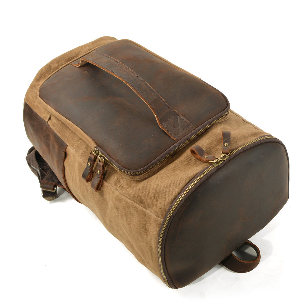 Handmade Waxed Canvas Leather Backpack Rucksack Travel Backpack School Backpack - Unihandmade