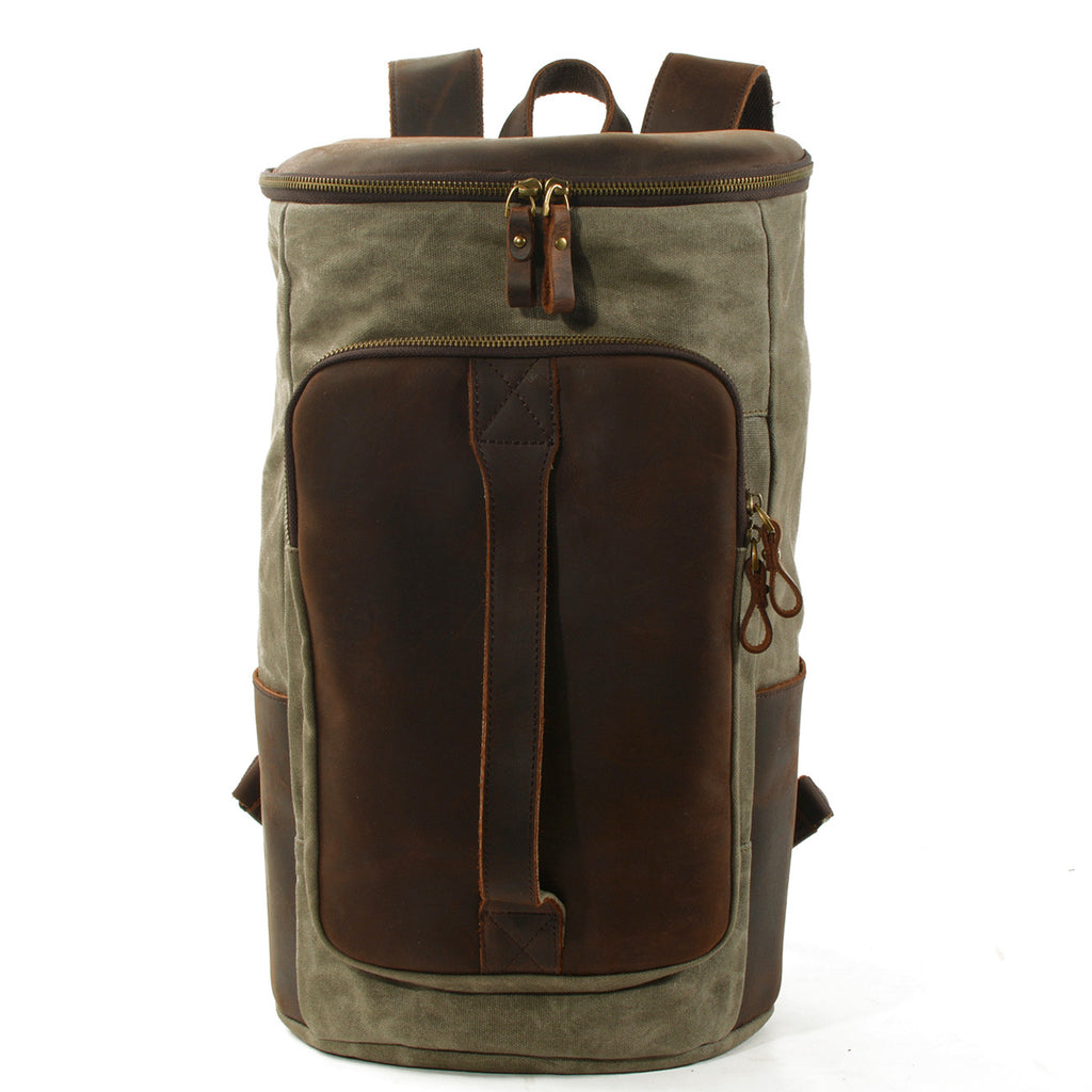Handmade Waxed Canvas Leather Backpack Rucksack Travel Backpack School Backpack - Unihandmade