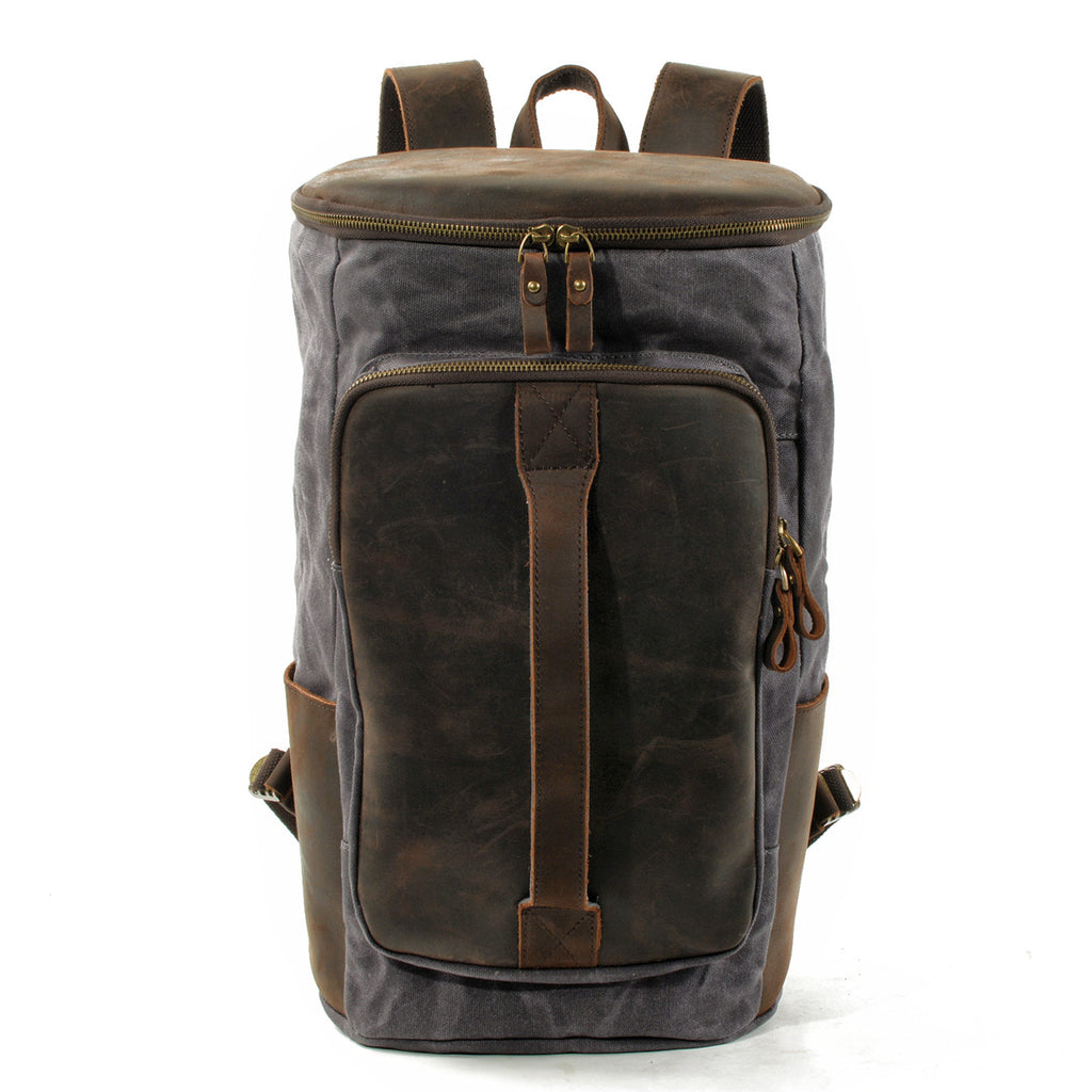 Handmade Waxed Canvas Leather Backpack Rucksack Travel Backpack School Backpack - Unihandmade