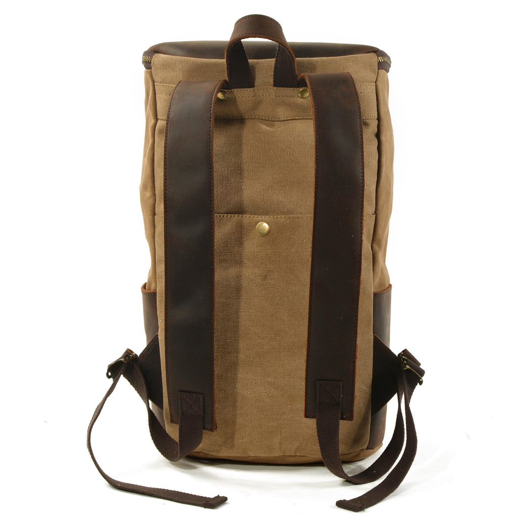 Handmade Waxed Canvas Leather Backpack Rucksack Travel Backpack School Backpack - Unihandmade