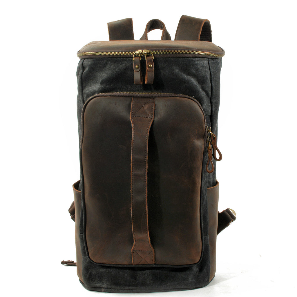 Handmade Waxed Canvas Leather Backpack Rucksack Travel Backpack School Backpack - Unihandmade