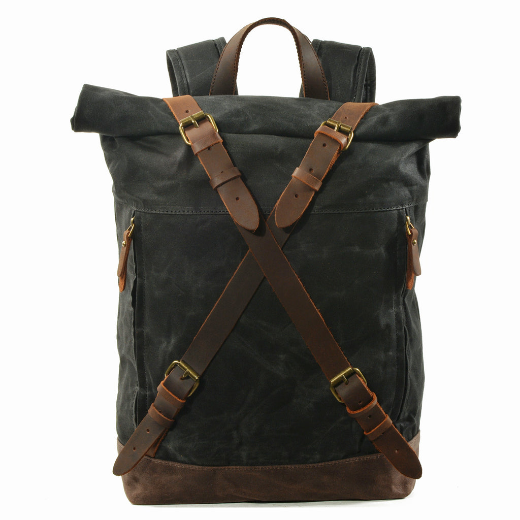 Waxed Canvas Backpack Rucksack Travel Backpack Hipster Rolltop Backpack Laptop College Backpack - Unihandmade