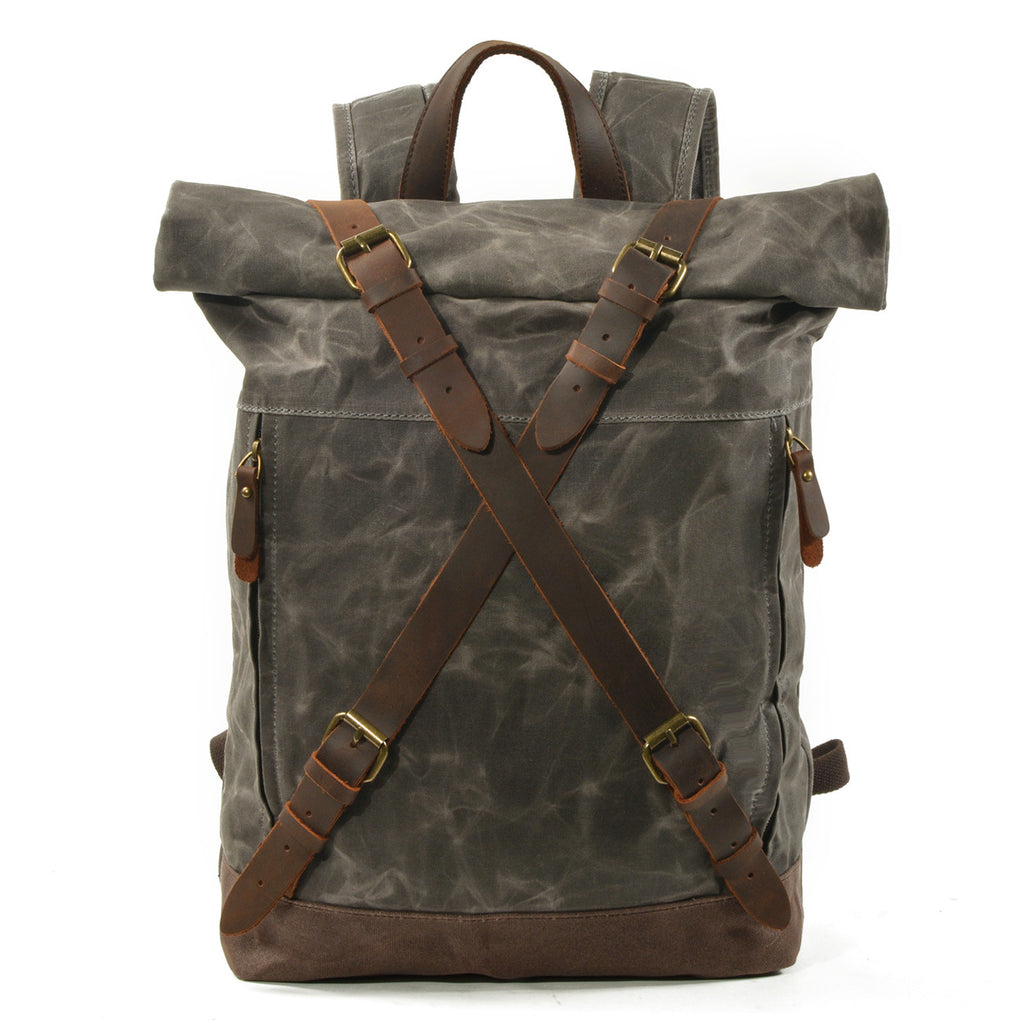 Waxed Canvas Backpack Rucksack Travel Backpack Hipster Rolltop Backpack Laptop College Backpack - Unihandmade