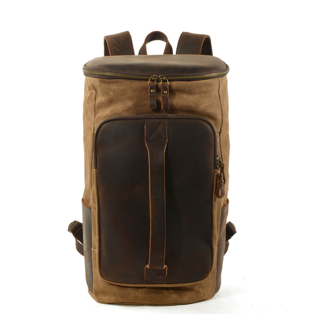 Handmade Waxed Canvas Leather Backpack Rucksack Travel Backpack School Backpack - Unihandmade