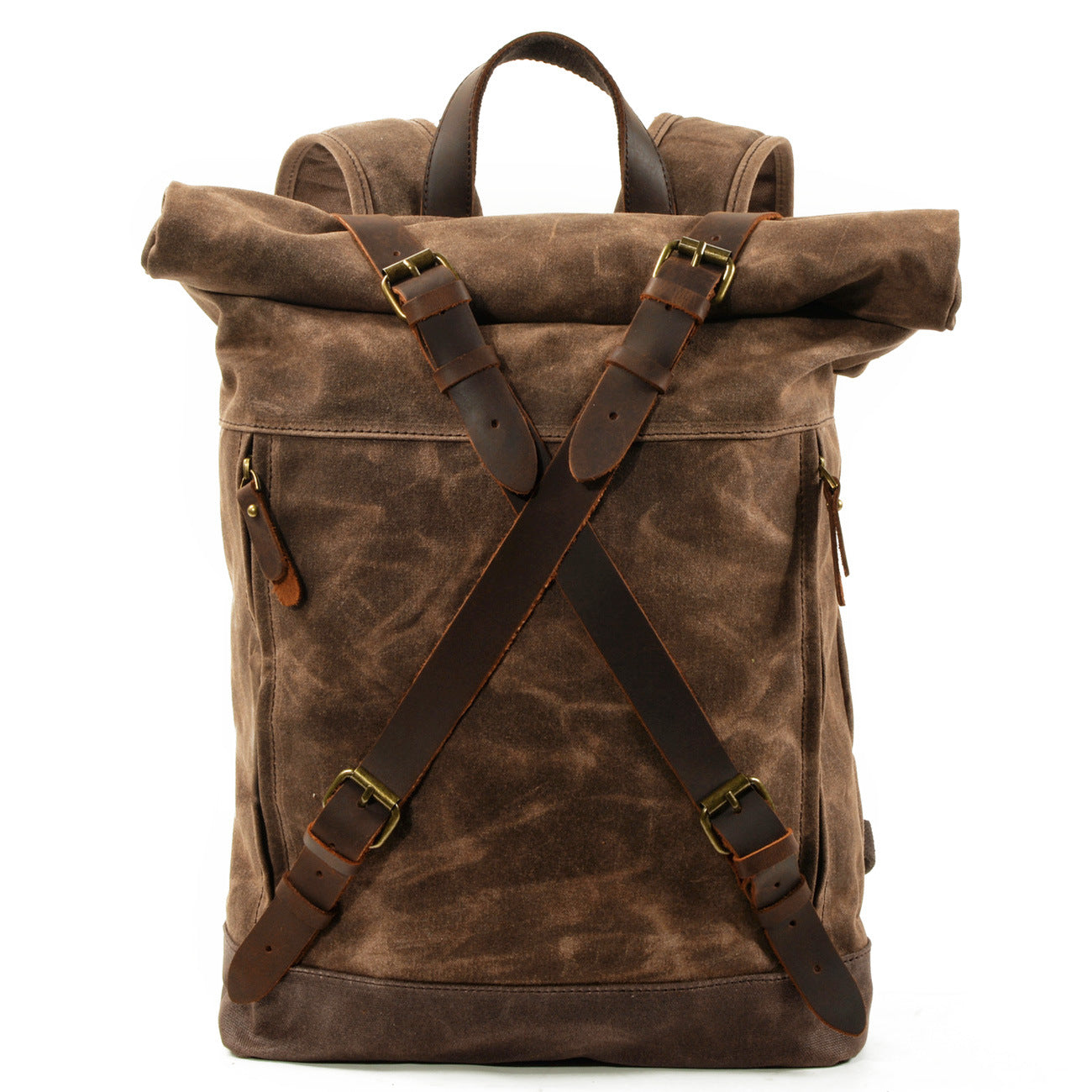 cotton canvas backpack leather Waxed Canvas Backpack Rucksack Travel Backpack Hipster Rolltop Backpac – Unihandmade