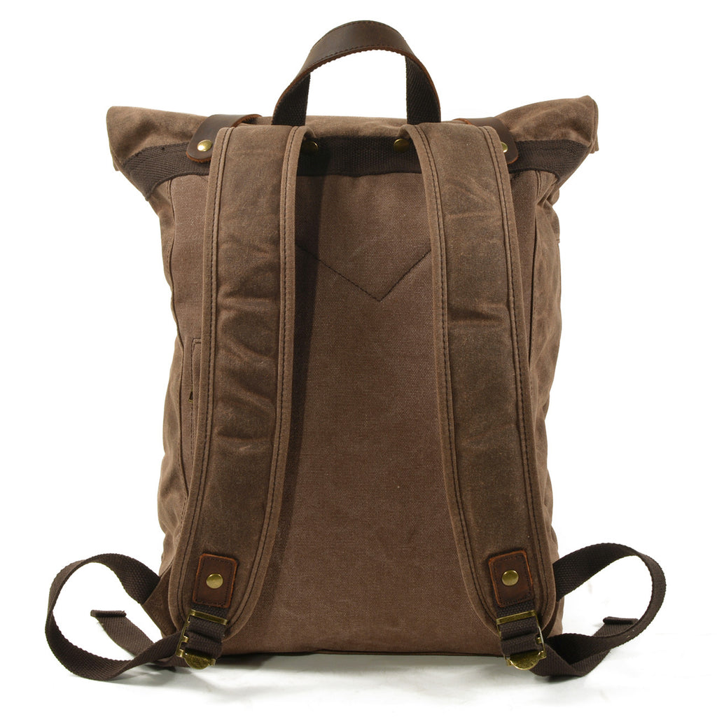 Waxed Canvas Backpack Rucksack Travel Backpack Hipster Rolltop Backpack Laptop College Backpack - Unihandmade