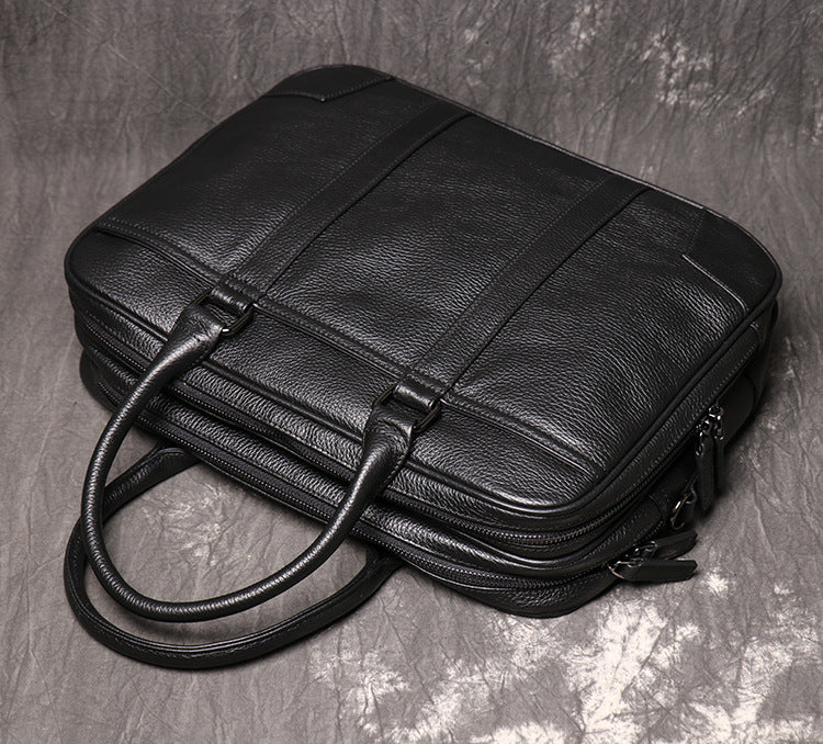 Full Grain Leather Briefcase Men's Business Briefcase Office Messenger Bag