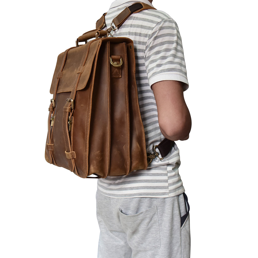 Rustic Leather Rucksack Backpack Messenger Bag Sling Shoulder Bag