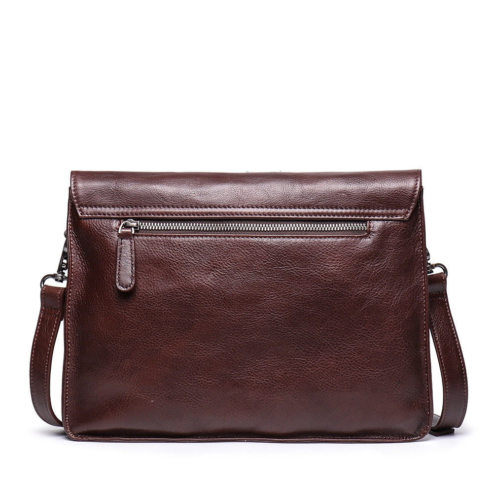 Full Grain Leather Messenger Bag Vintage Leather Shoulder Bag Casual Crossbody Bag