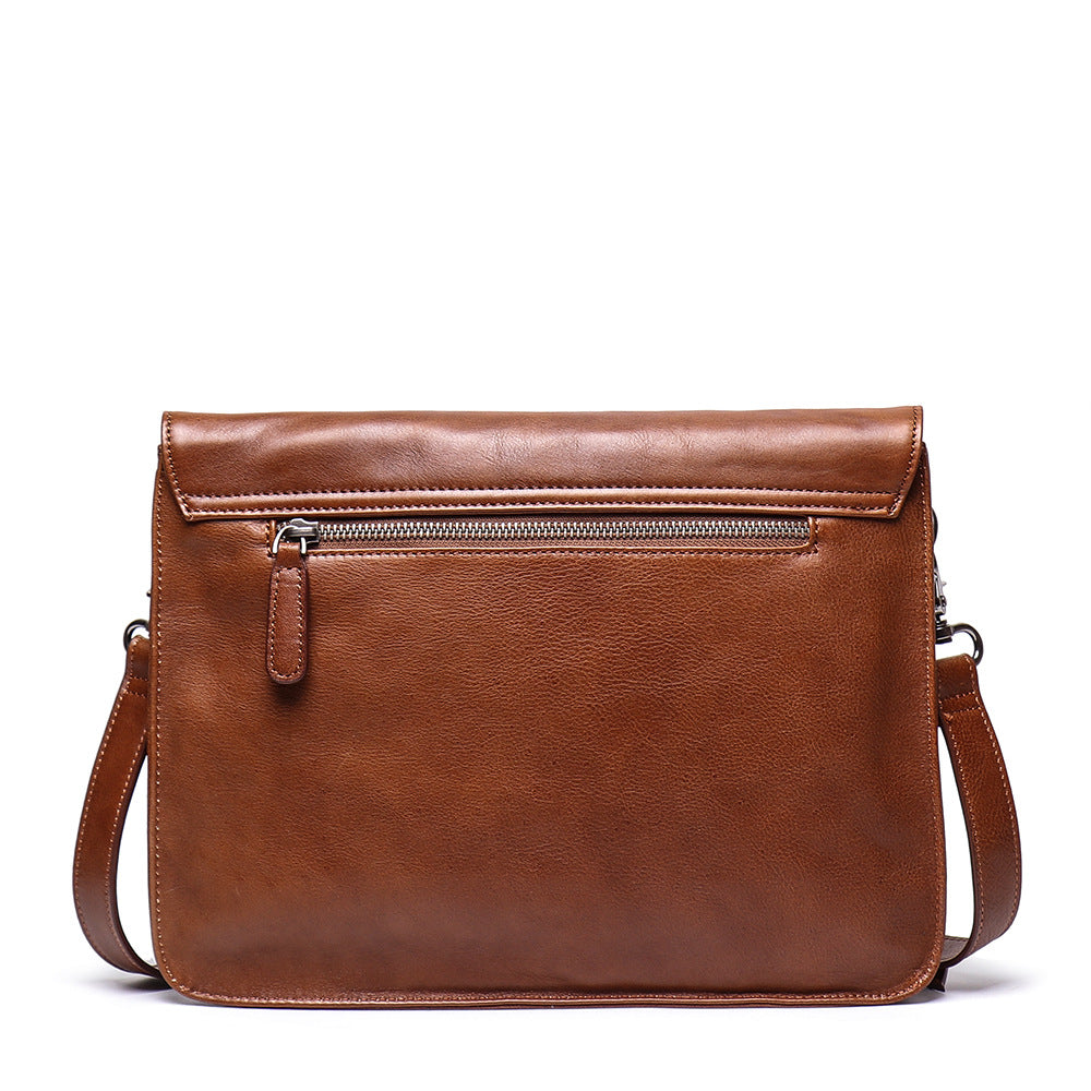 Full Grain Leather Messenger Bag Vintage Leather Shoulder Bag Casual Crossbody Bag