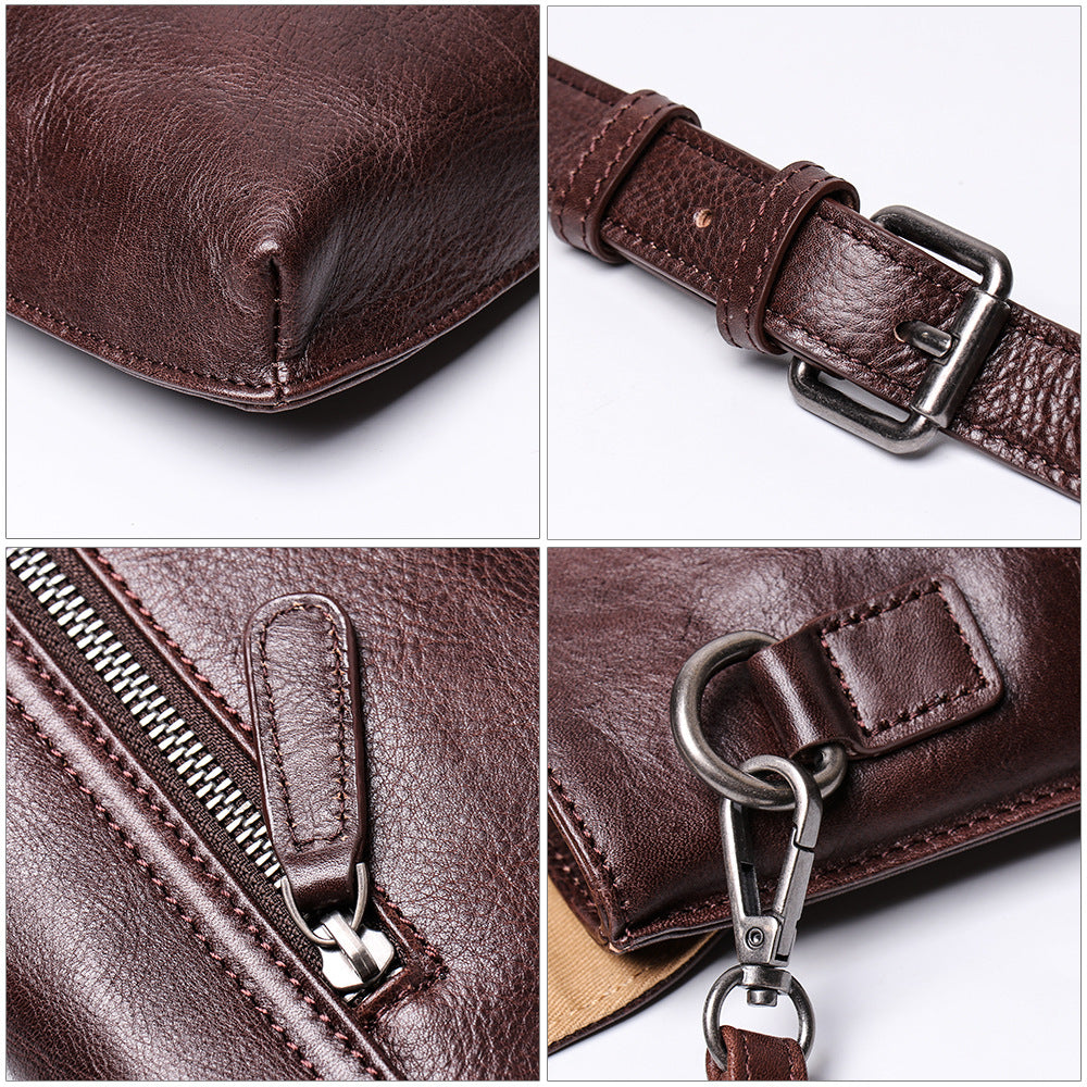 Full Grain Leather Messenger Bag Vintage Leather Shoulder Bag Casual Crossbody Bag