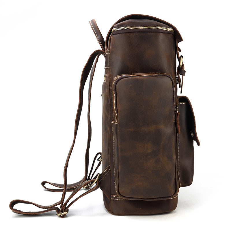 Handmade Leather Backpack Large Travel Backpack Men Backpacks Dark Coffee / No Handmade Leather Backpack Large Travel Backpack Men Backpacks Dark Coffee / No