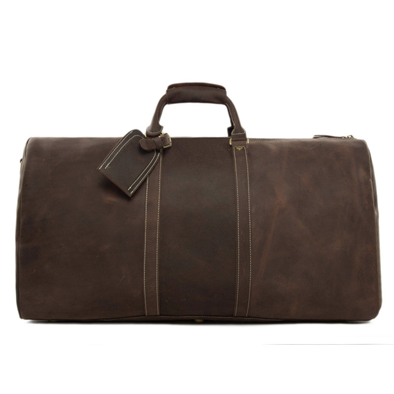 Handmade Large Vintage Ffll Grain Leather Travel Bag, Duffle Bag, Holdall Luggage Bag - Unihandmade