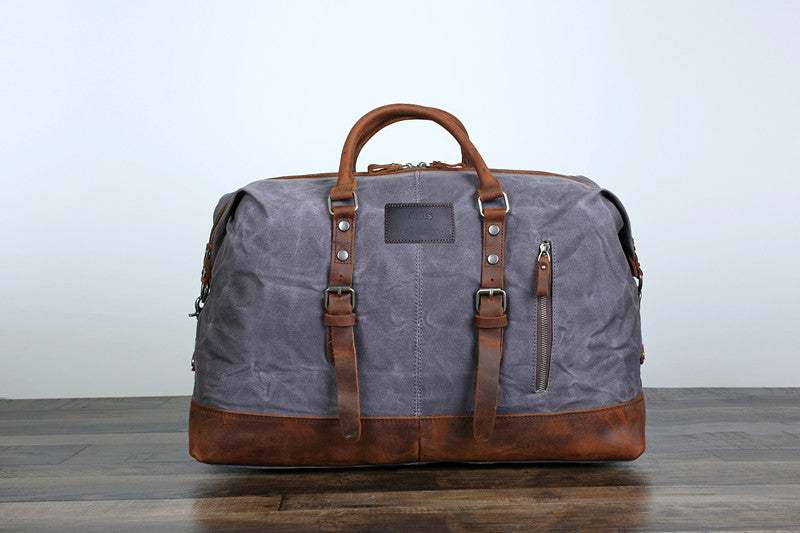 Company Christmas Gift Handmade Waterproof Waxed Canvas Luggage Weekender Bag Travel Bag Duffel bag W12031 - Unihandmade