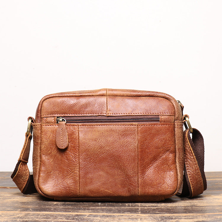 Full Grain Vegan Leather Messenger Bag Handmade Leather Shoulder Bag Retro Crossbody Bag