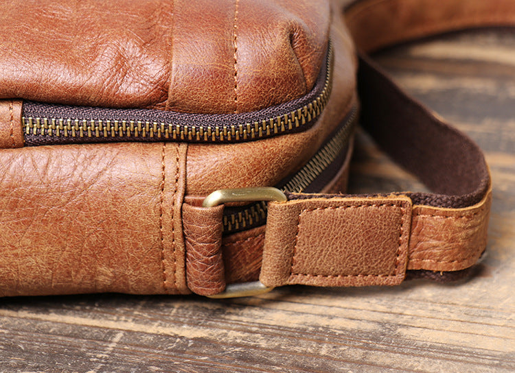 Full Grain Vegan Leather Messenger Bag Handmade Leather Shoulder Bag Retro Crossbody Bag