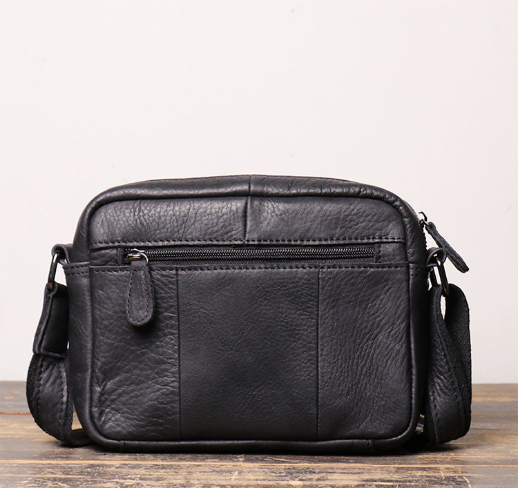 Full Grain Vegan Leather Messenger Bag Handmade Leather Shoulder Bag Retro Crossbody Bag