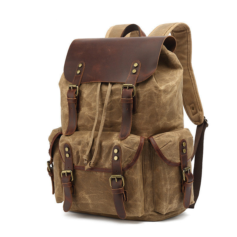 Waxed Canvas and Leather Backpack Casual Backpack Rucksack School Back –  itechitrek