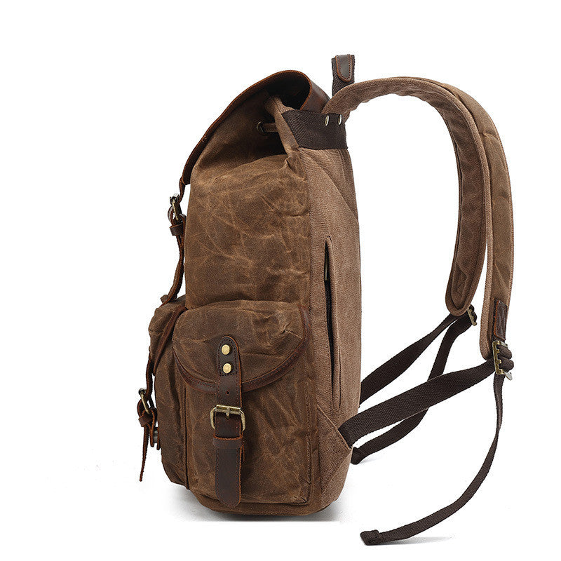 Waxed Canvas and Leather Backpack Casual Backpack Rucksack School Back –  itechitrek