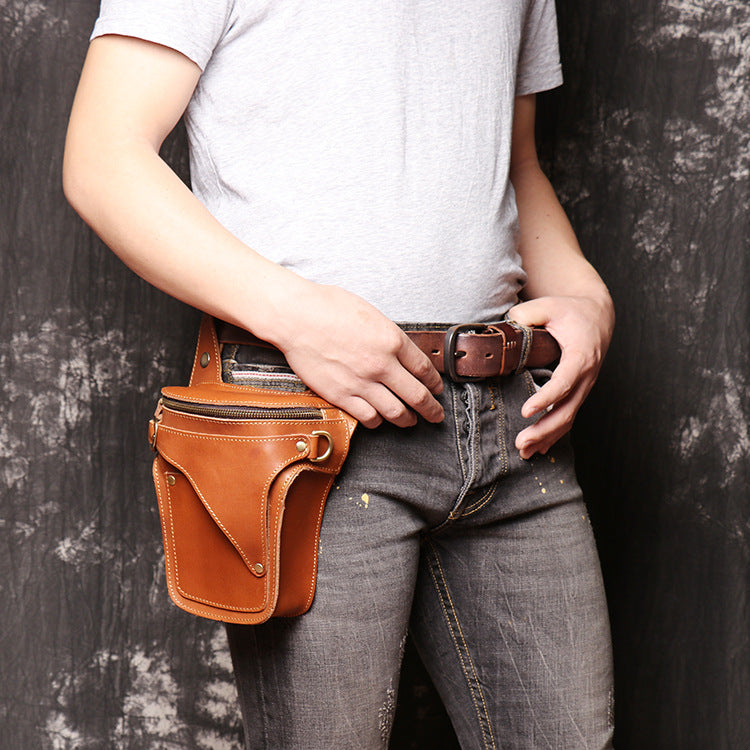 Vintage Leather Fanny Pack Mens Waist Bag Hip Pack Belt Bag Bumbag