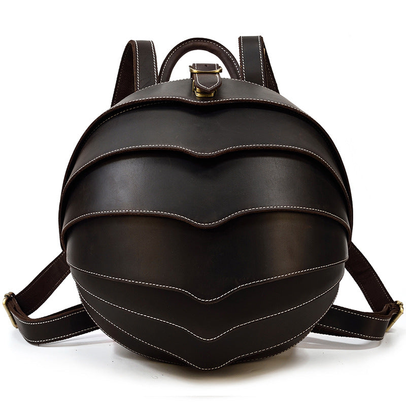 colored leather backpack for school Crazy Horse Leather Backpack Creative Fashion Beetle Backpack Stylish School Backpack Dark Brown