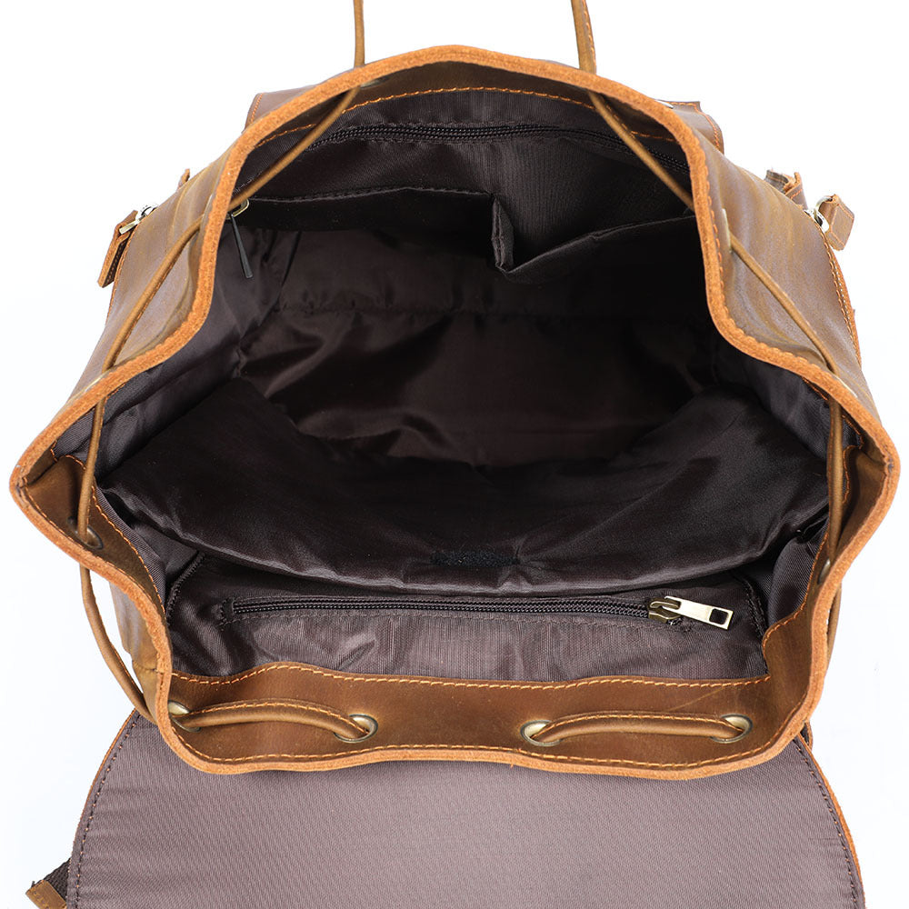 15.6" Laptop Backpack Full Grain Leather Travel Backpack
