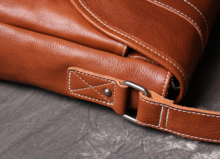 Full Grain Leather Messenger Bag Mens Leather Shoulder Bag Handmade Leather Crossbody Bag