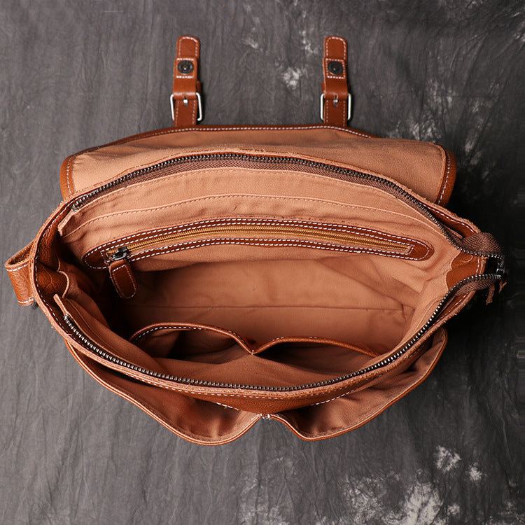 Full Grain Leather Messenger Bag Mens Leather Shoulder Bag Handmade Leather Crossbody Bag