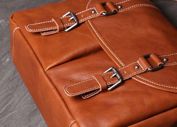 Full Grain Vegan Leather Messenger Bag Mens Leather Shoulder Bag Handmade Leather Crossbody Bag