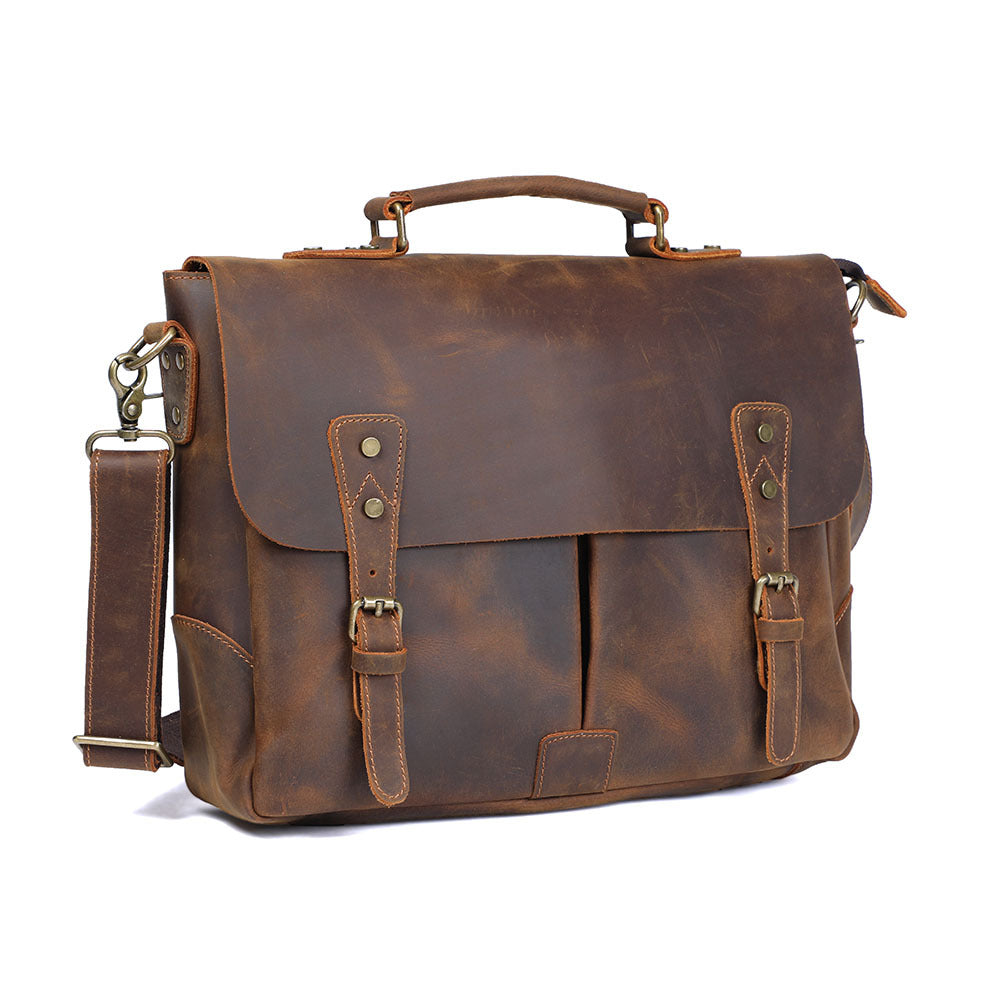 Handmade Full Grain Rustic Leather Messenger Bag Crossbody Bag ...