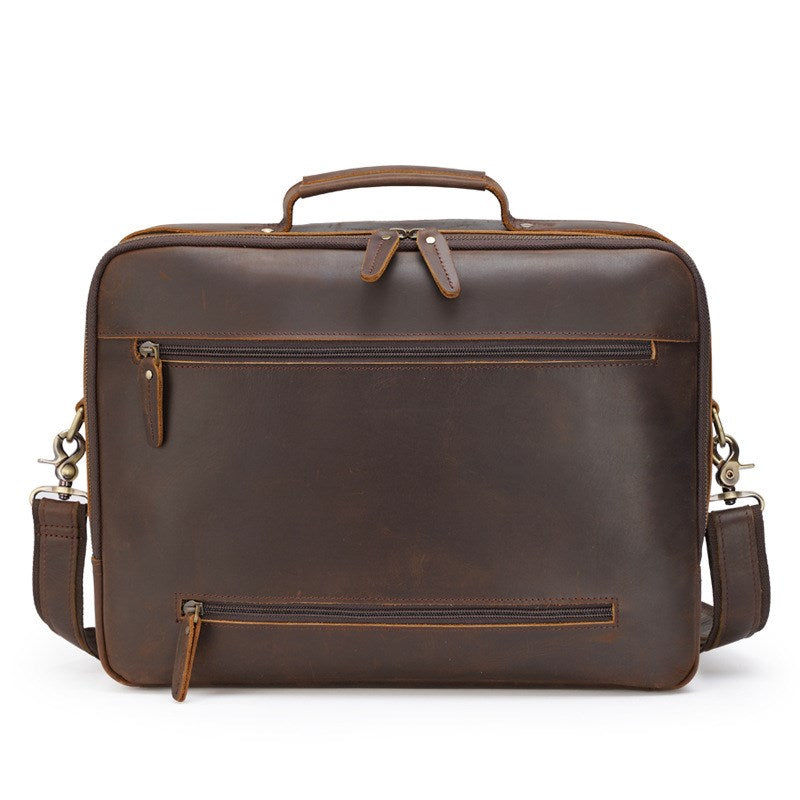 Handmade Full Grain Leather Briefcase, 15.6'' Laptop Bag, Business Handbag