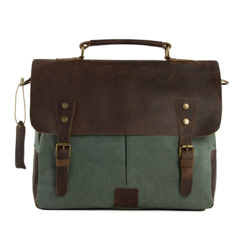 Canvas Leather Bag Briefcase Messenger Bag Shoulder Bag Laptop Bag ...