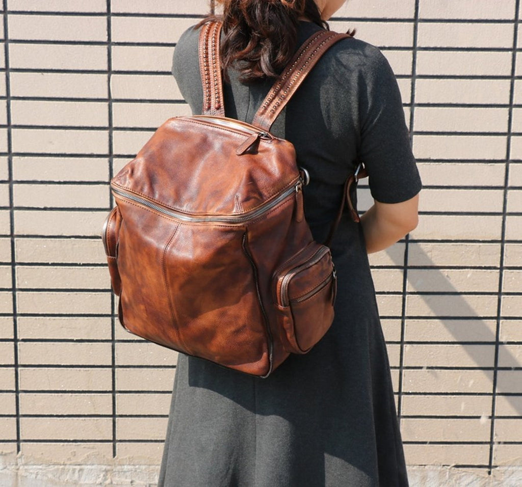 Handmade Full Grain Leather Backpack Women Backpack