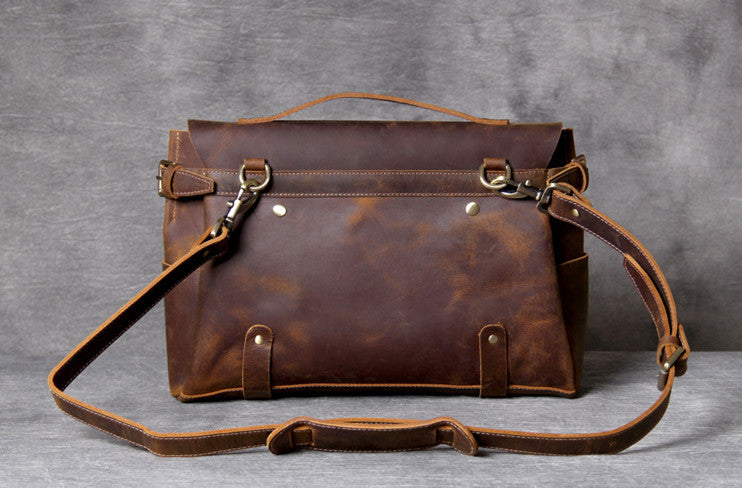 Bike Messenger Bag Men Vintage Leather Bags Crossbody Side Bags For Mens  7338