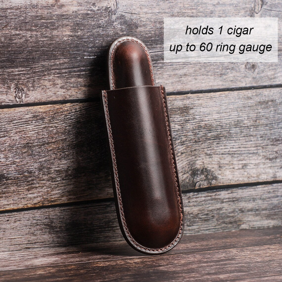 Personalized Full Grain Leather Cigar Case Travel Storage Cigar