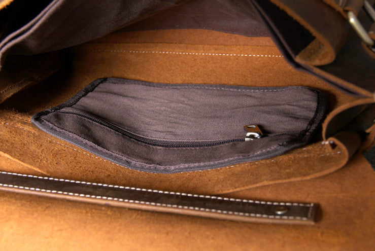 Handmade Vintage Leather Messenger Bag Men Crossbody Bag OAK021 - Unihandmade