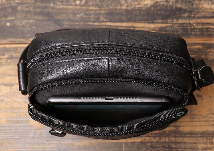 Full Grain Leather Crossbody Bag Small Messenger Bag Casual Shoulder Bag