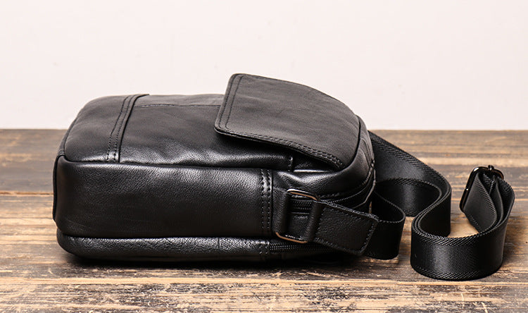 Full Grain Leather Crossbody Bag Small Messenger Bag Casual Shoulder Bag