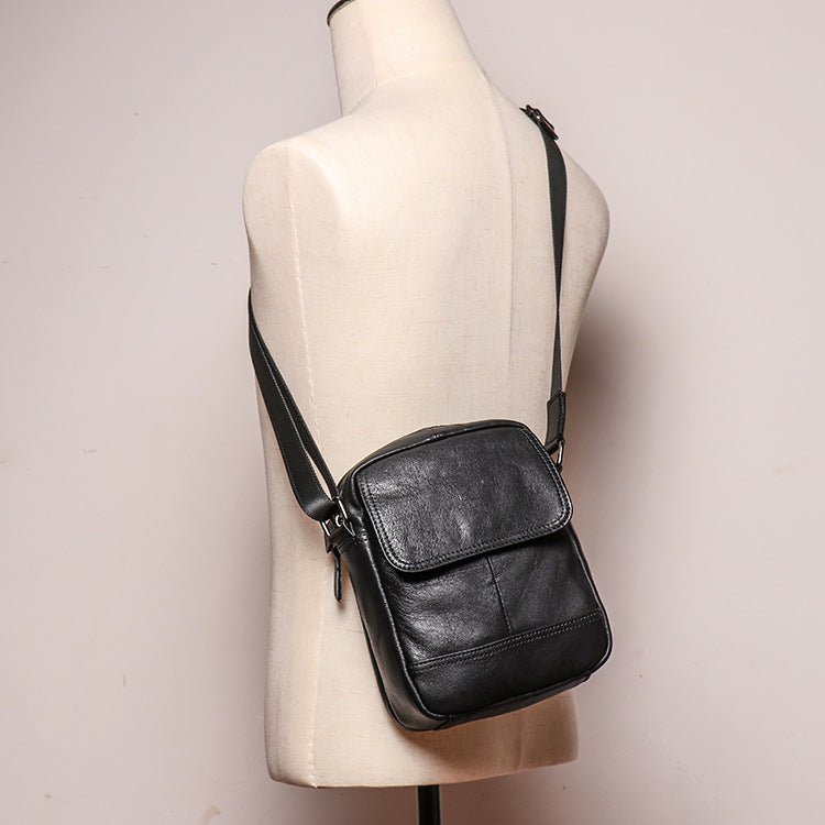 Full Grain Leather Crossbody Bag Small Messenger Bag Casual Shoulder Bag