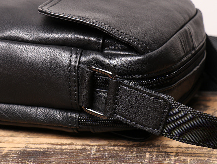 Full Grain Leather Crossbody Bag Small Messenger Bag Casual Shoulder Bag