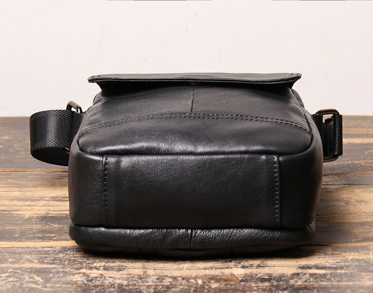 Full Grain Leather Crossbody Bag Small Messenger Bag Casual Shoulder Bag