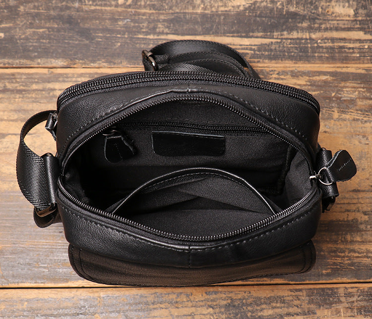 Full Grain Leather Crossbody Bag Small Messenger Bag Casual Shoulder Bag