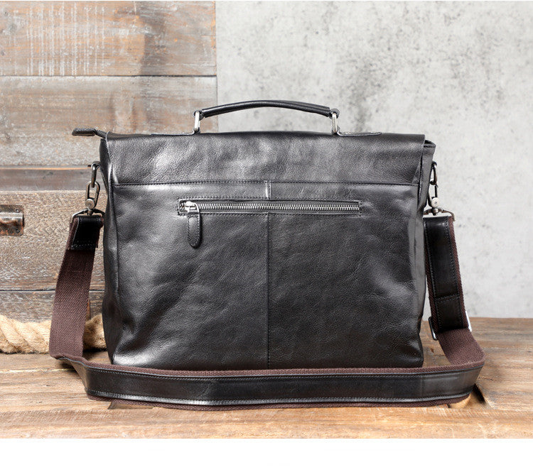 Full Grain Leather Briefcase 14'' Laptop Briefcase Men Messenger Bag