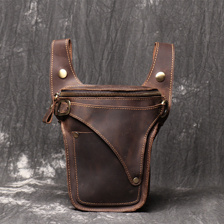 Full Grain Leather Waist Bag Casual Waist Pack Vintage Leather Fanny Pack