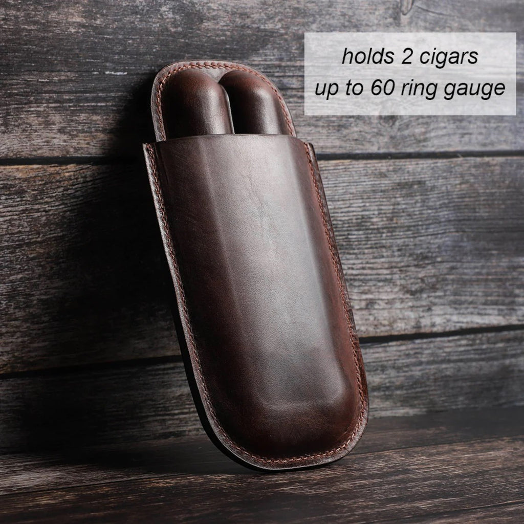 Personalized Full Grain Leather Cigar Case Travel Storage Cigar Accessories