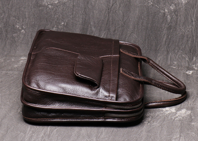 Full Grain Leather Briefcase  Mens Shoulder Bag Large Messenger Bag