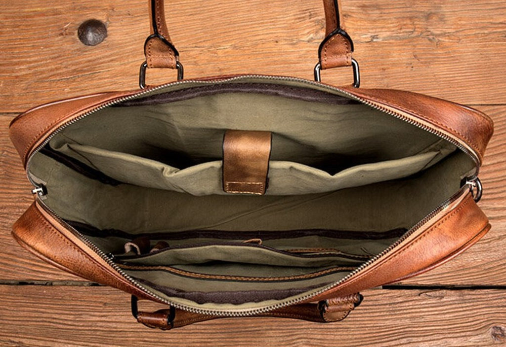 Handcrafted Full Grain Leather Briefcase Laptop Bag for Men