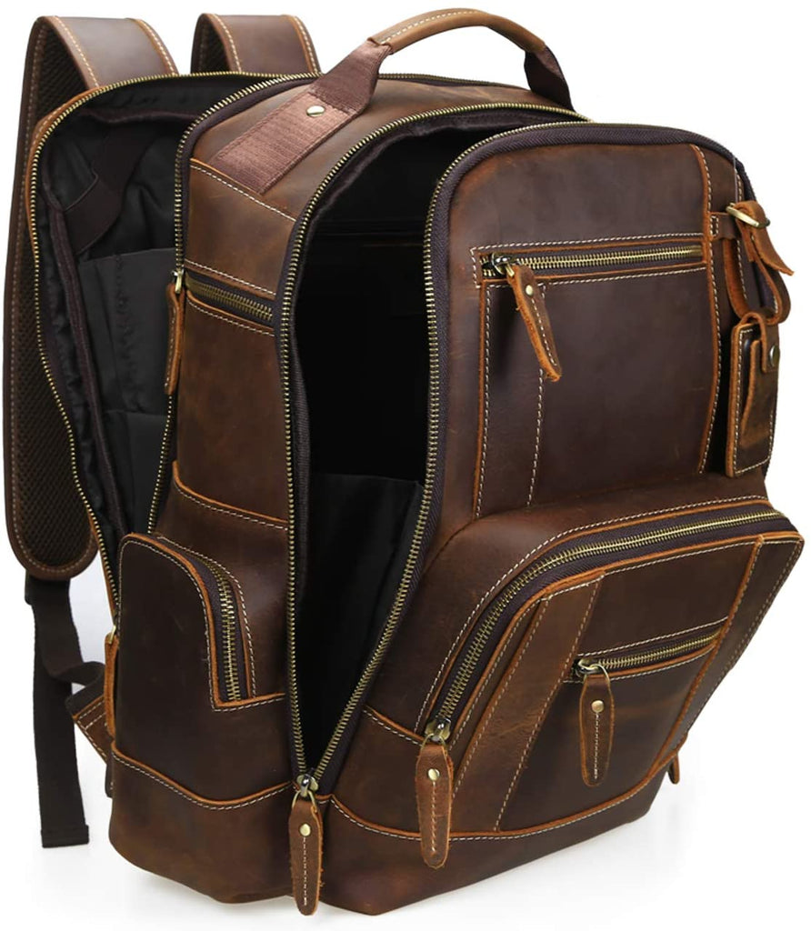 Leather Backpack 15.6" Laptop Backpack Travel Weekend Daypack Rucksack