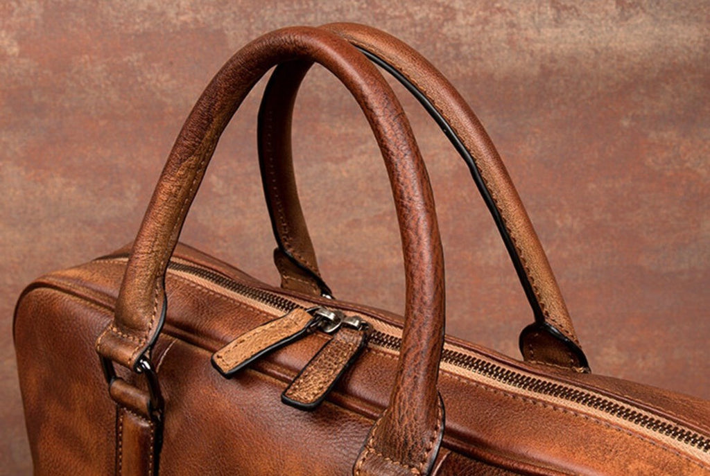 Handcrafted Full Grain Leather Briefcase Laptop Bag for Men