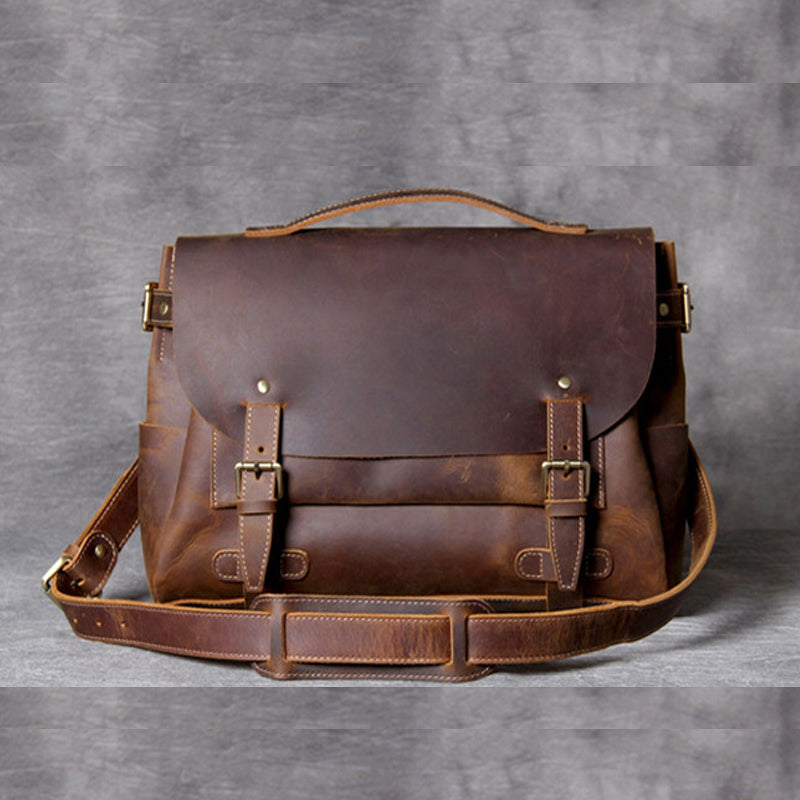 Handmade Vintage Leather Messenger Bag Men Crossbody Bag